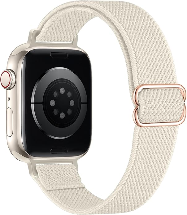 Slim Stretchy Bands Compatible with Apple Watch Band 40mm 41mm 42mm 38mm 44mm 45mm 46mm 49mm Women Men, Soft Fashion Nylon Braided Elastic Strap for iWatch Series 10 SE 9 8 7 6 5 4 3 2 1 Ultra 2