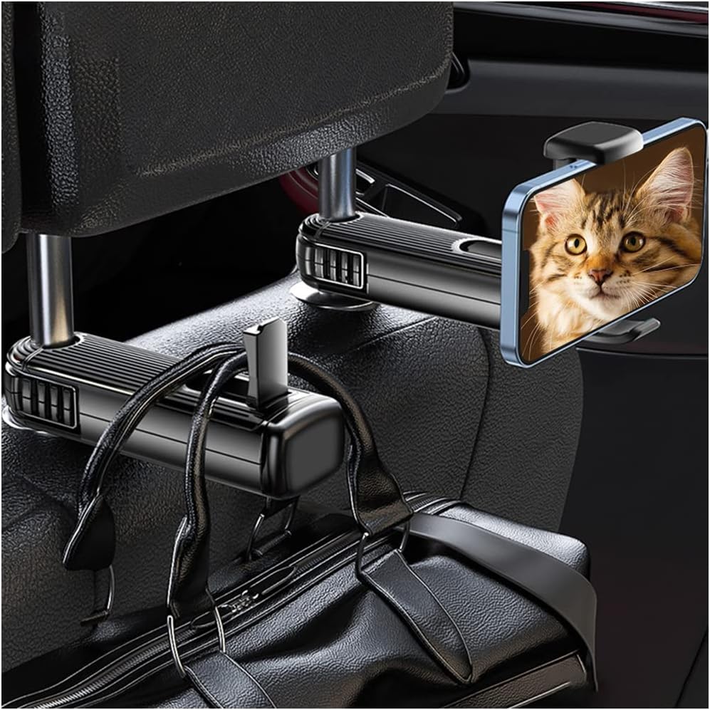 Pearlead 2PCS 2 In 1 Car Headrest Hook with Phone Holder