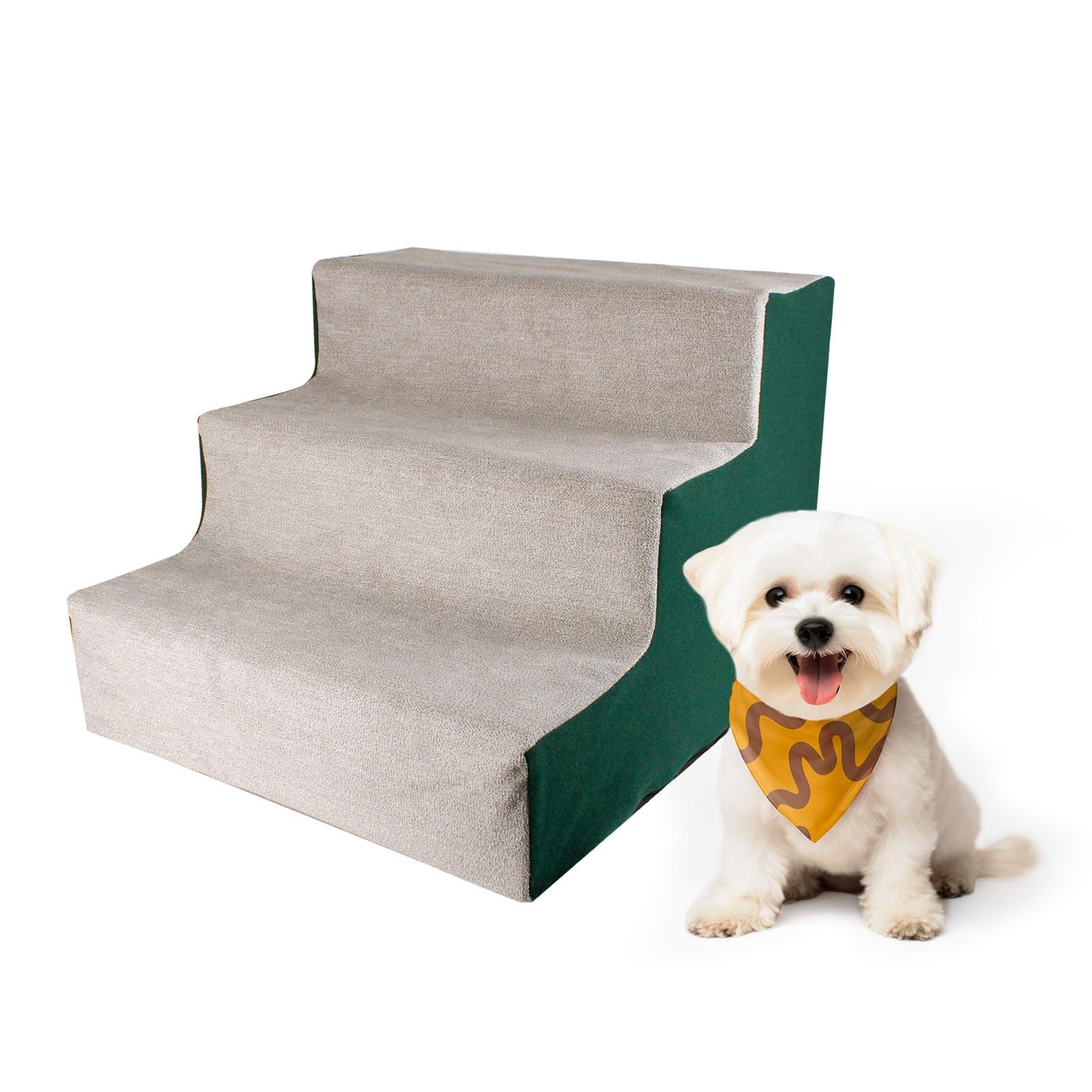 Tazweeq Dog Steps for Bed,Portable 3-Step for Couch Dog Stairs for Small Dog Cat Indoor Pet Stairs,Non-Slip Step Ladder Assemble (Brown)