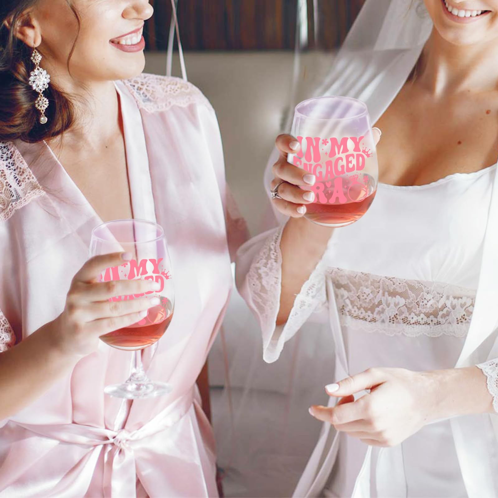 Yalucky Wedding Engagement Gifts for Her Bride to Be Gifts Iridescent Wine Glasses Cool Bridal Shower Classy Bachelorette Gift for Brides Best Friend Sister Colleagues Wifey Cup Honeymoon Gift - Image 3