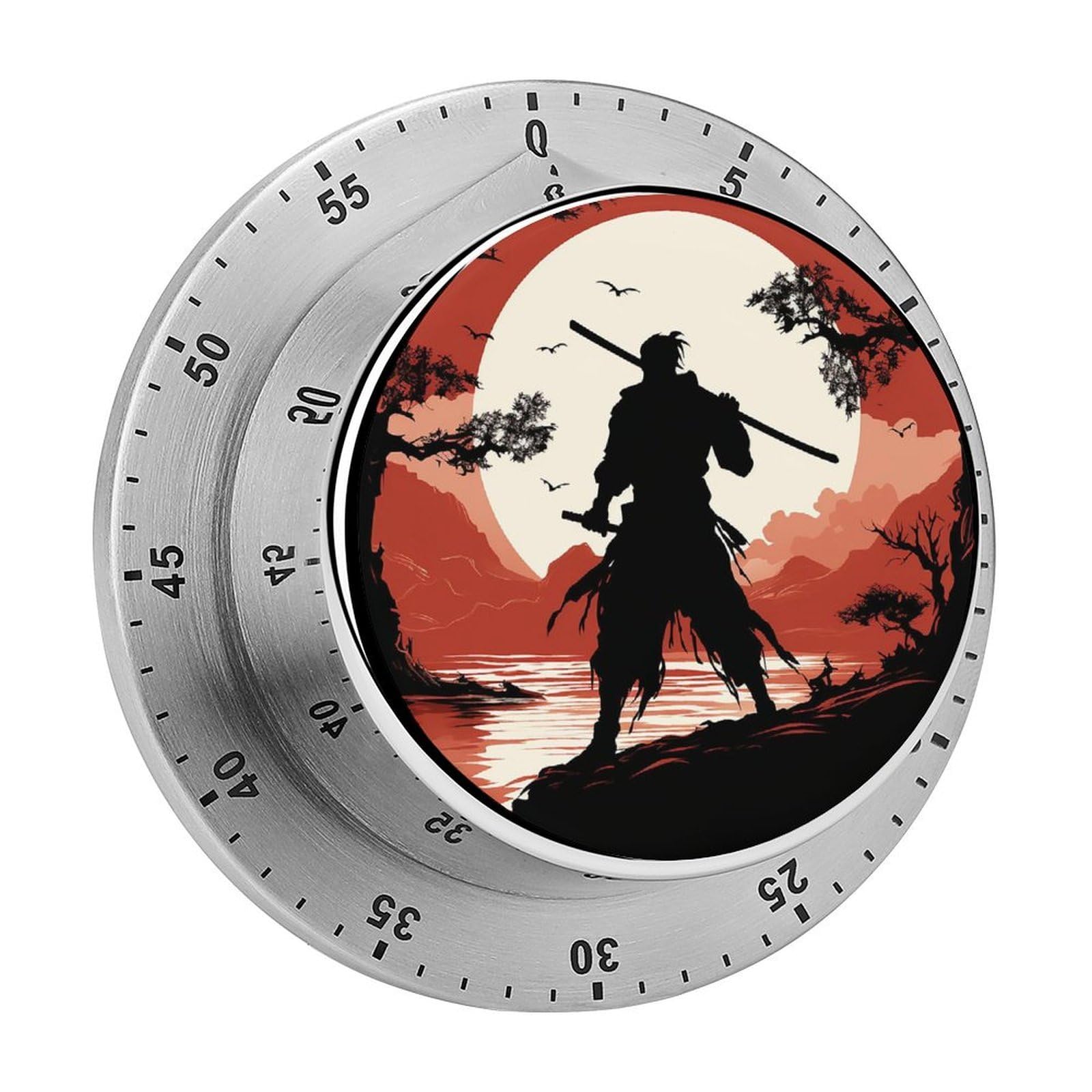 Samurai Kitchen Timer for Cooking,Chef Cooking Timer Clock with Loud Alarm Stainless Steel Countdown Timer No Batteries for Home Baking Cooking