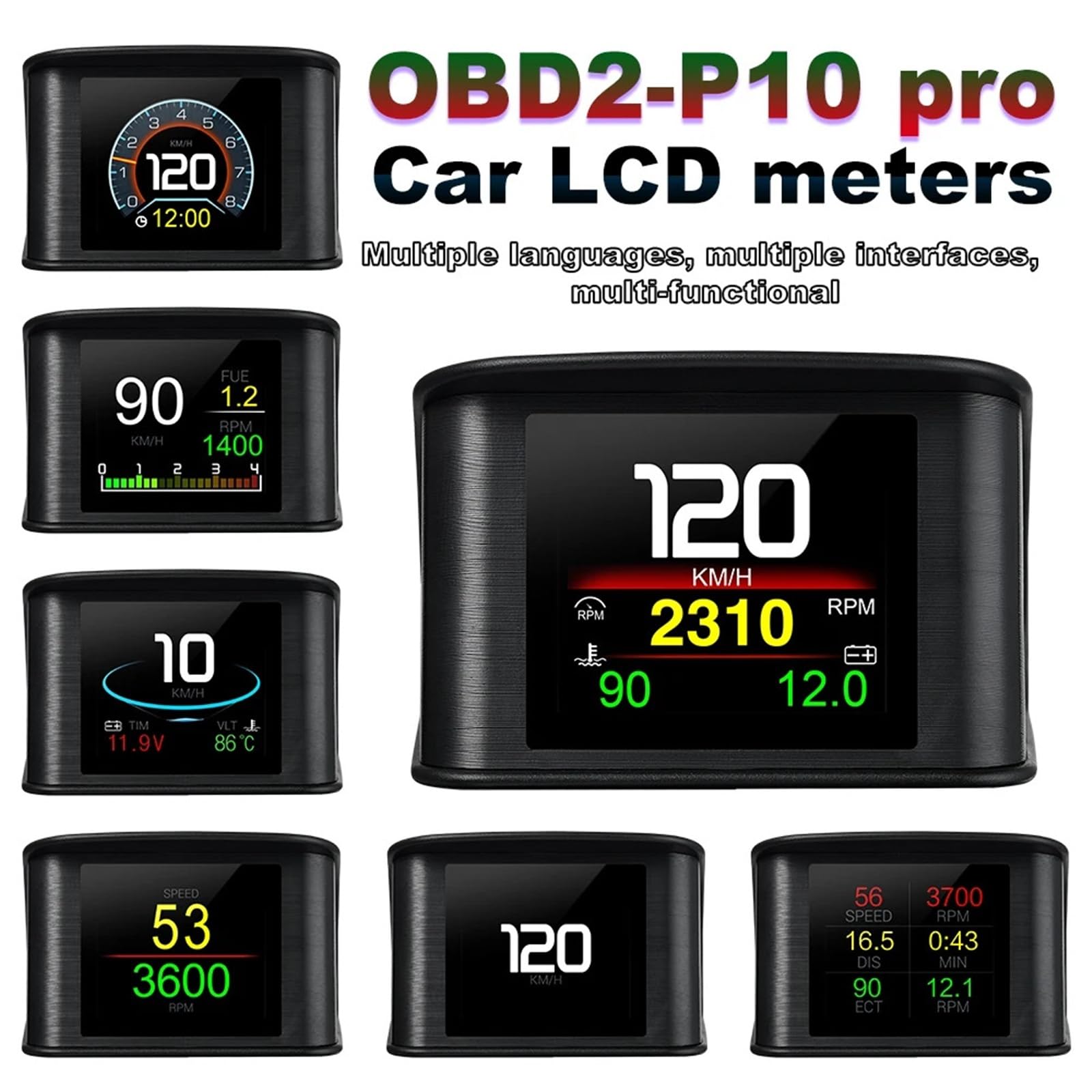 P10 Pro for HUD OBD2 Head Up Display Computadora de a Bordo Velocímetro Digital con Idioma Ruso Accesorios electrónicos for automóviles