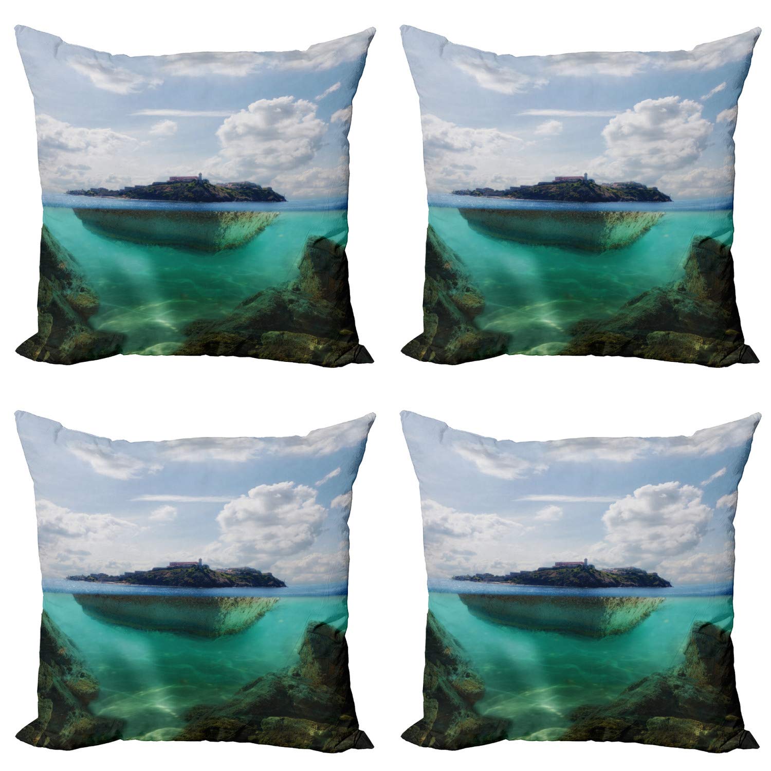 ABAKUHAUS Foresta Geometrica Federe Cuscini Set di 2, Panda