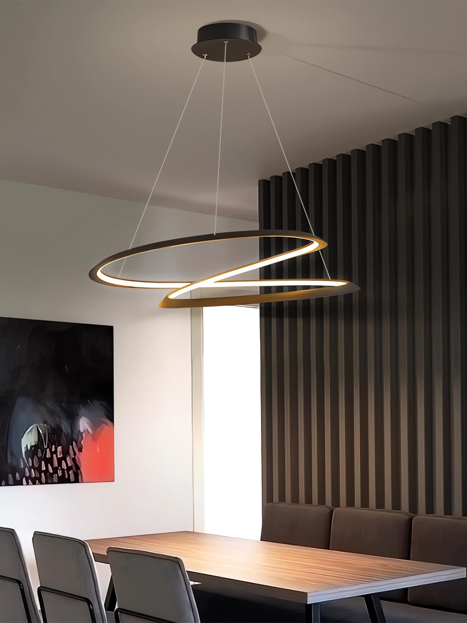 Lampa wisząca LED Nowoczesna sufitowa Lampy wiszące Ściemniane za pomocą pilota spiralne oprawy wiszące Oświetlenie wiszące z regulacją wysokości do salonu sypialni biura jadalni (80cm)