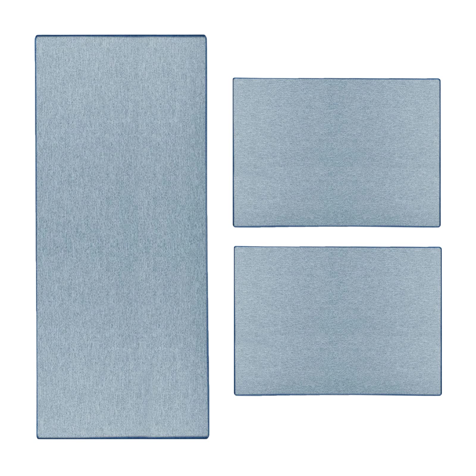 Floordirekt Bettumrandung Sabang in Sisal-Optik | Bettvorleger Teppichläufer | 3-teiliges Läufer-Set in vielen Farben (B: 67 cm | L: 1 x 250 cm + 2 x 140 cm, Blau)