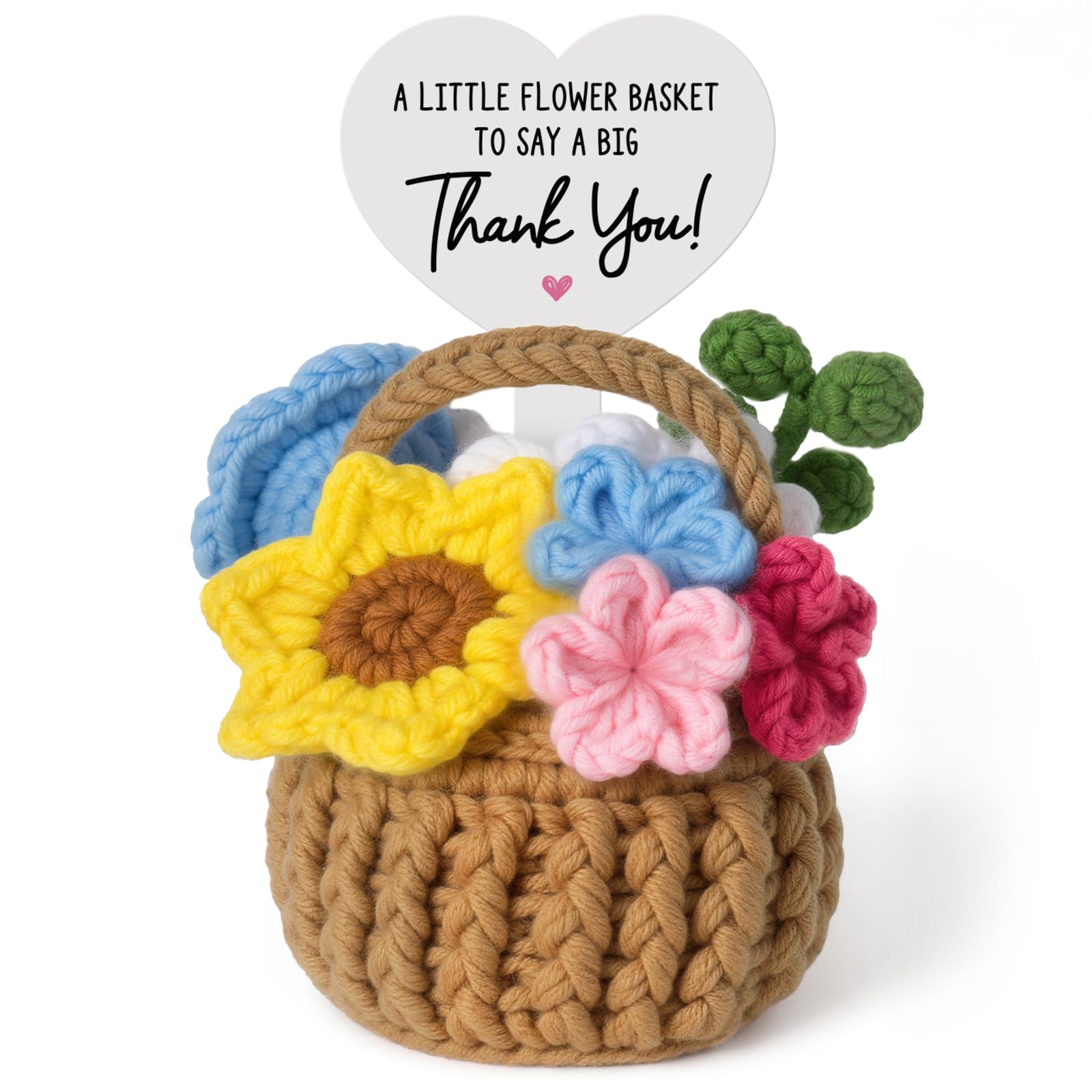 musaecoin Thank You Gift for Women, Crochet Flower Basket Desk Decor