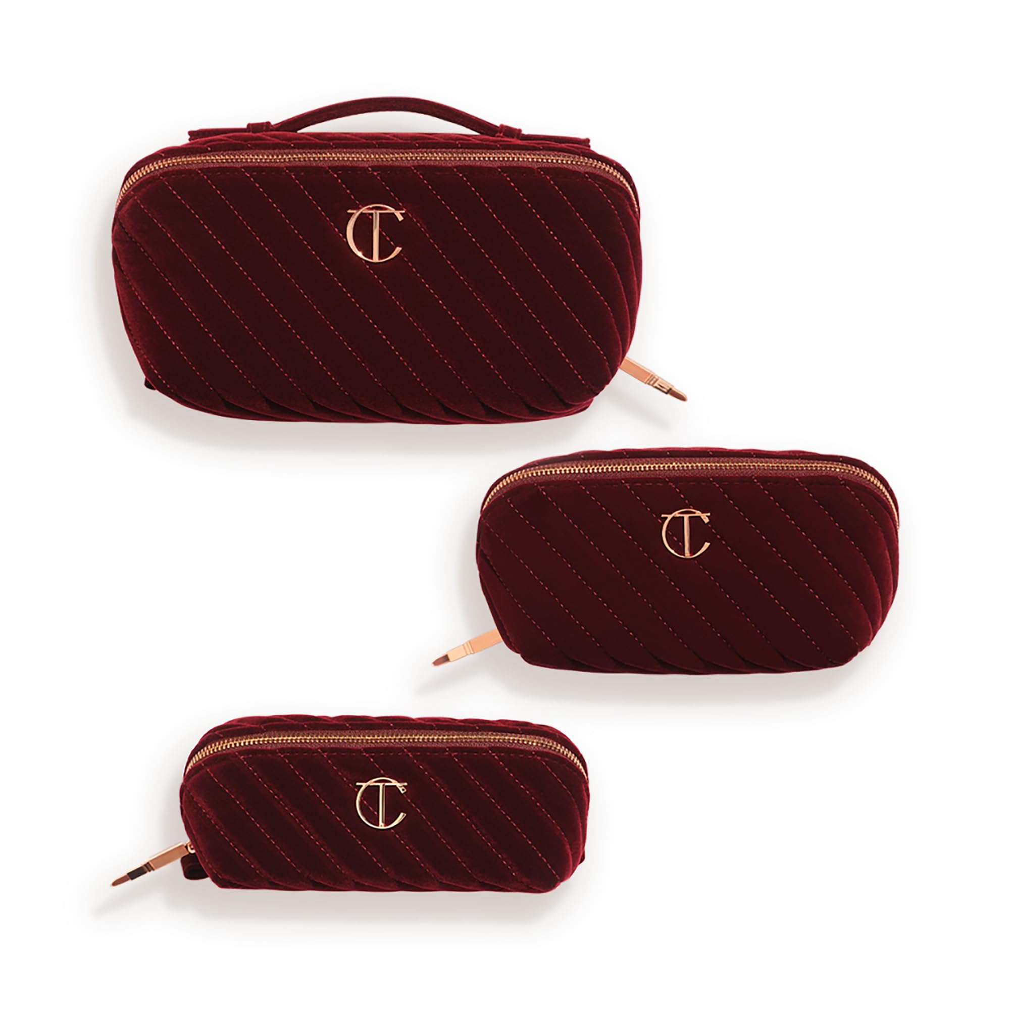 Charlotte Tilbury Quilted Velvet Makeup Bag Organizer
