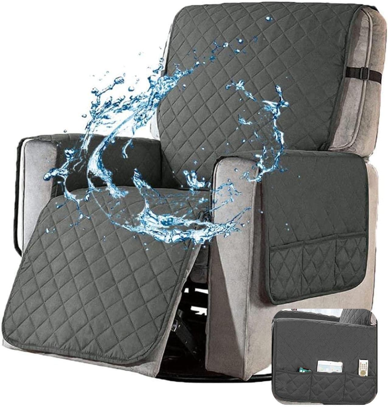 Funda para sillón reclinable lavable y protector impermeable caqui para mascotas tamaño grande