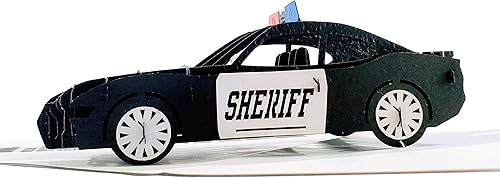 Miniatura 5 de iGifts And Cards Sheriff Car - Tarjeta de felicitación desplegable 3D Impresionante regalo de feliz cumpleaños, jubilación adjunto jefe, graduación