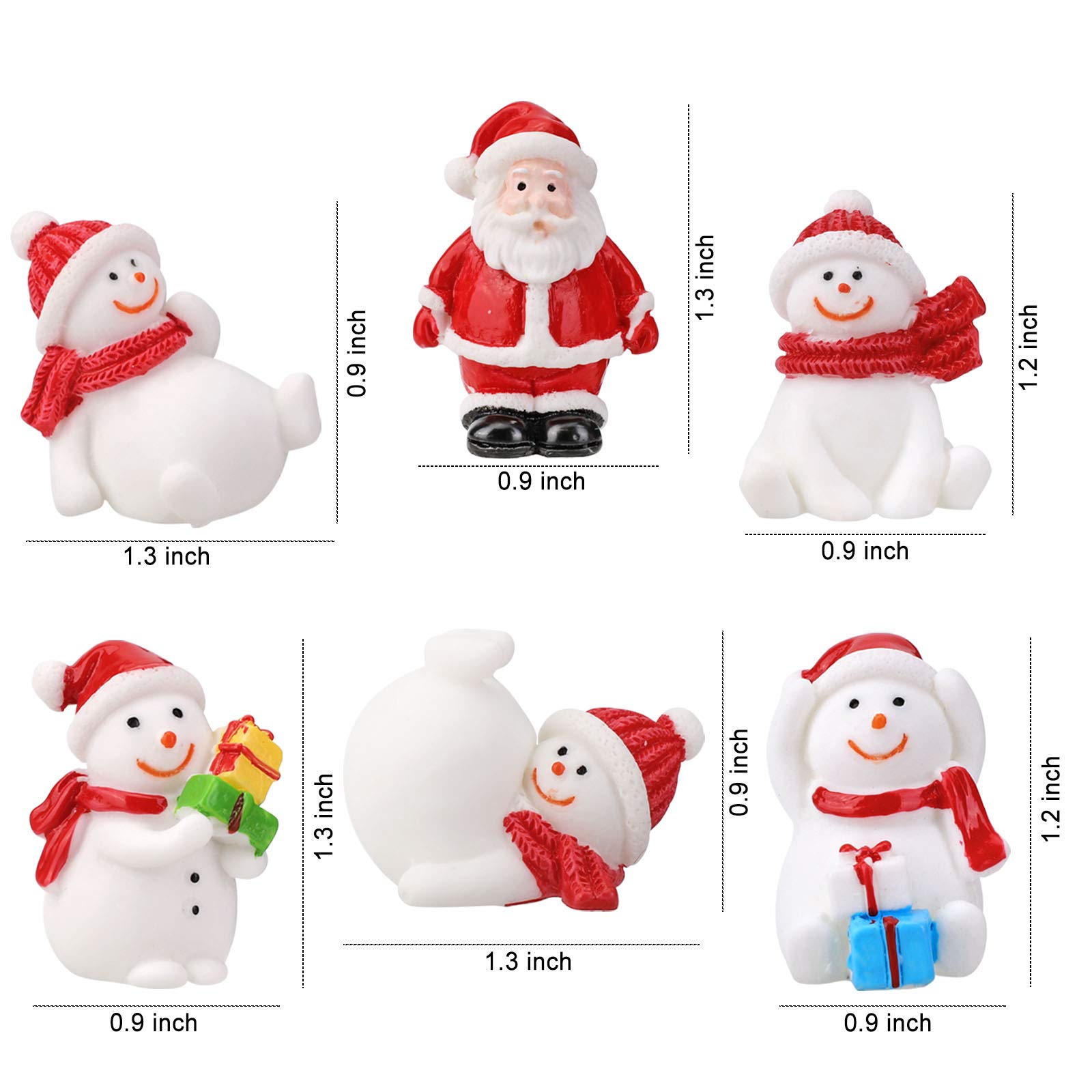 FUKPO 18 Miniature Natalizie In Resina - Decorazioni Con Babbo Natale, Pupazzo Di Neve E Albero