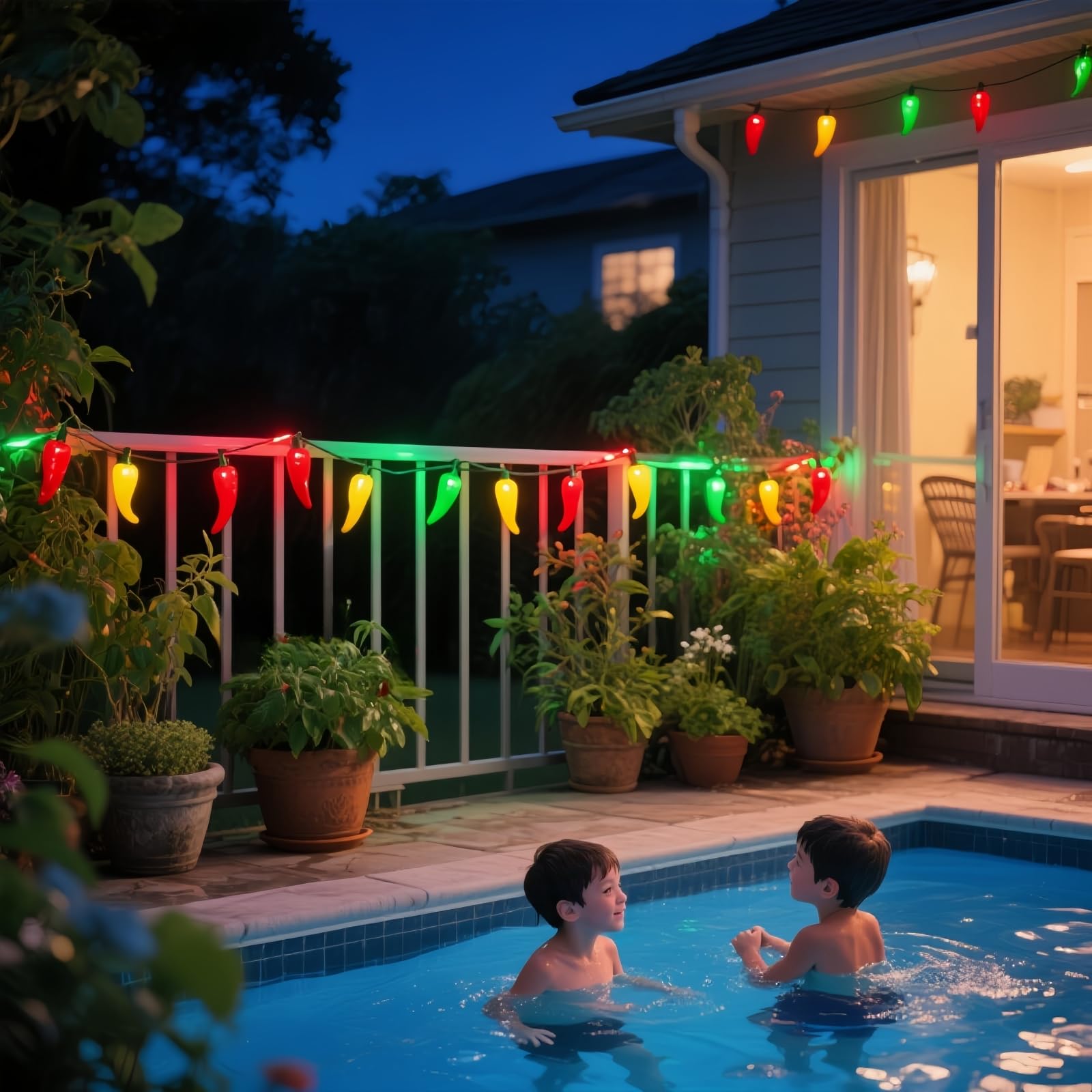 35 luces LED de Navidad de chile rojo, verde y amarillo, cadena de iluminación decorativa de 18 pies, para fiestas en interiores y exteriores, cocina, sala de estar, jardín, patio. 3
