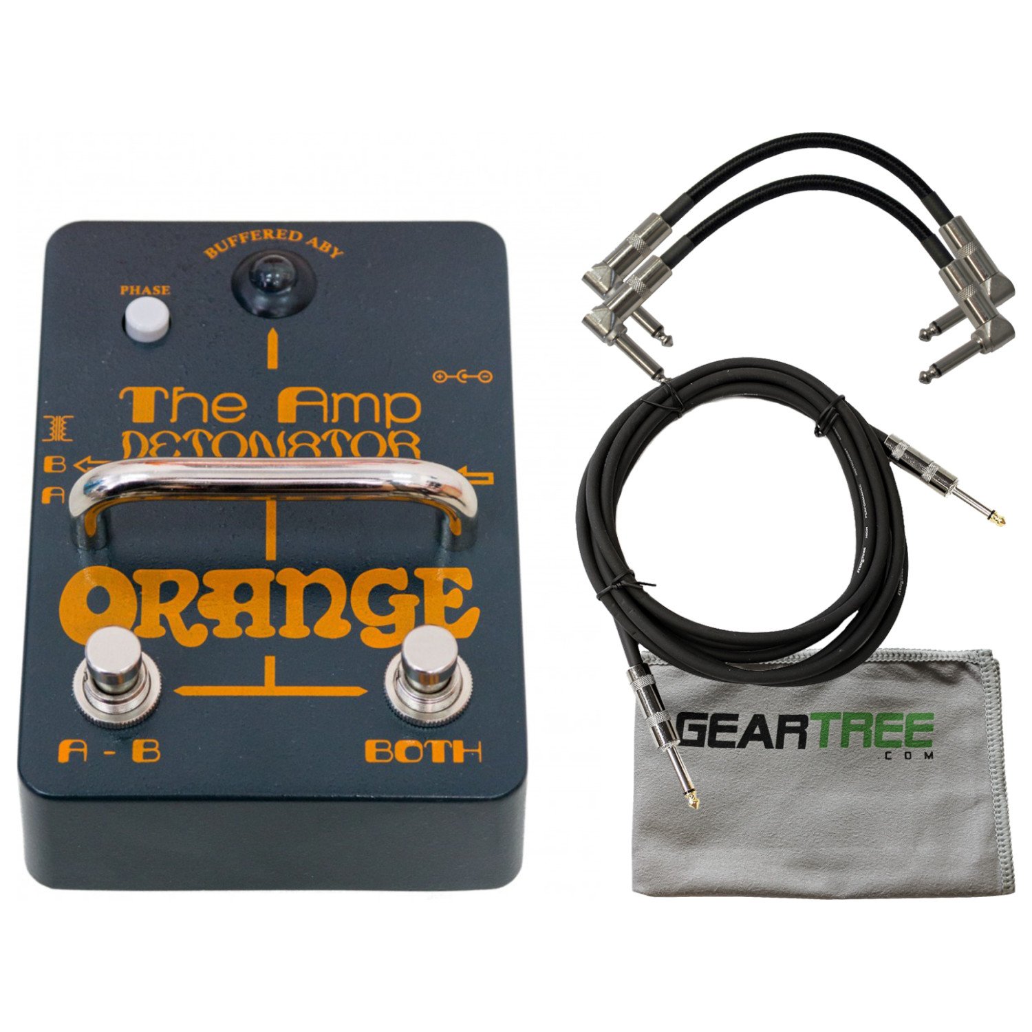 Orange AMP-DETONATOR Buffered Active ABY Stomp Box w/Cleaning Cloth and 3 Cable