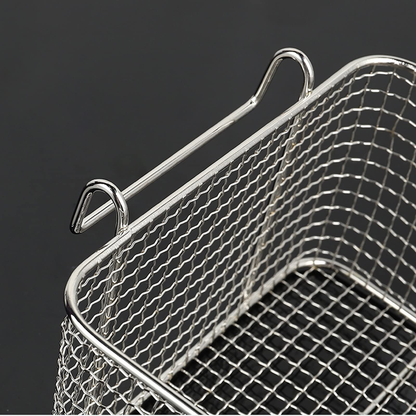 Passoire à friture, écumoire à huile, panier à friture carré en acier inoxydable avec poignée amovible, robuste et durable, les résidus d'huile sont très adaptés pour une utilisation dans les cuisin