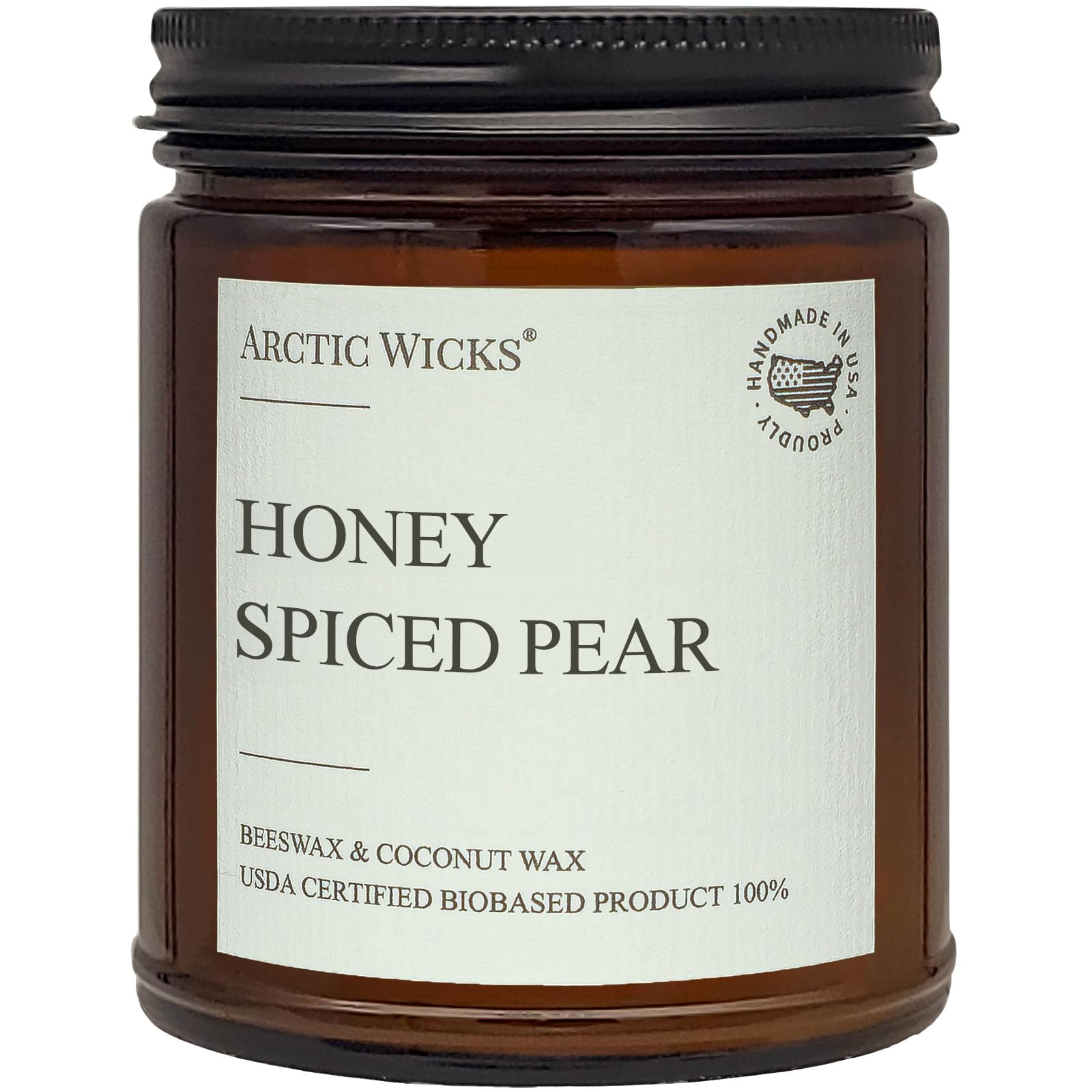 Arctic Wicks Velas perfumadas de cera de abeja de coco | Vela de cera de abeja de coco no tóxica de 9 onzas ámbar | Velas de granja no tóxicas de combustión limpia, 100% certificado USDA a base de