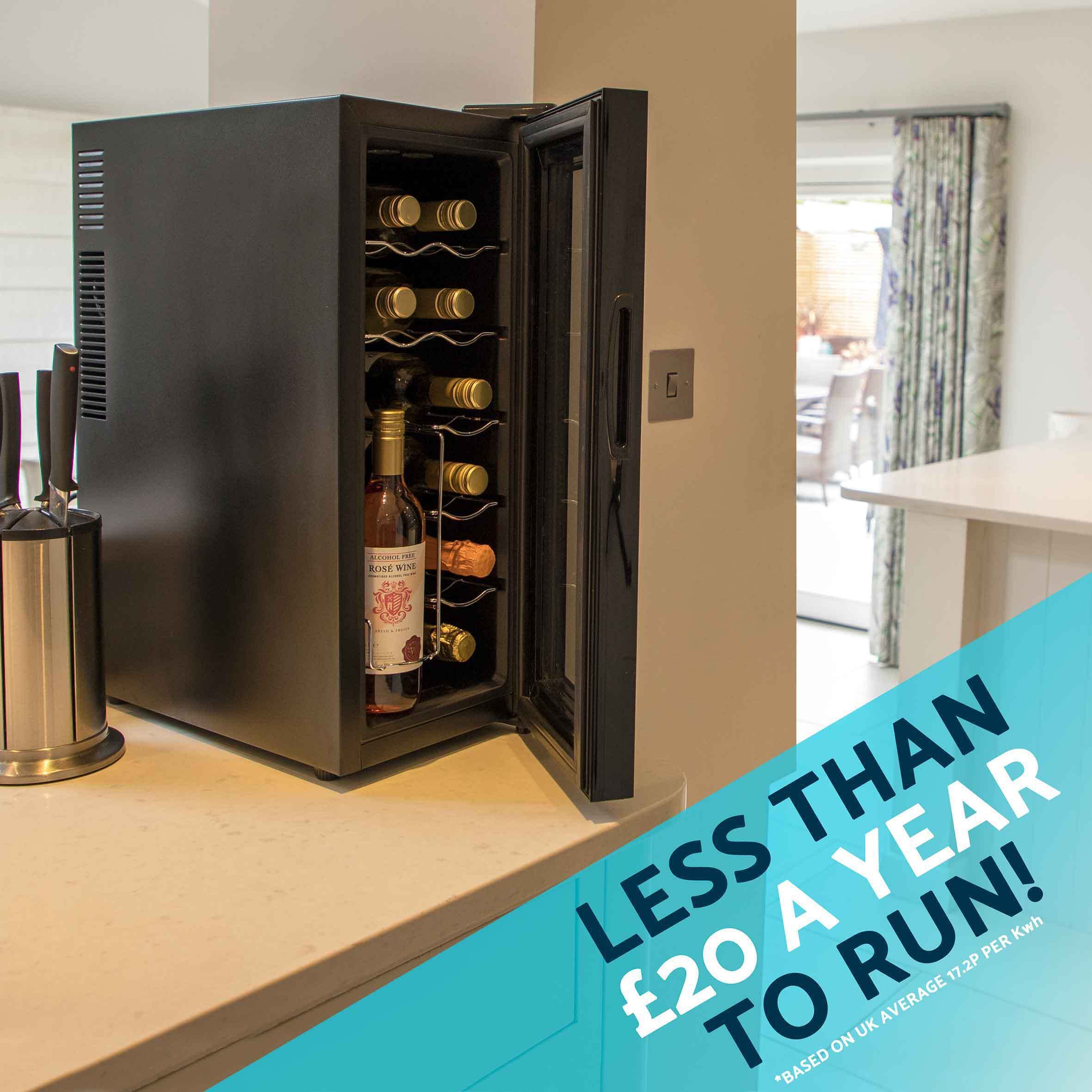 Baridi 12 Bottle Wine Cooler with Digital Touch Screen Controls & LED