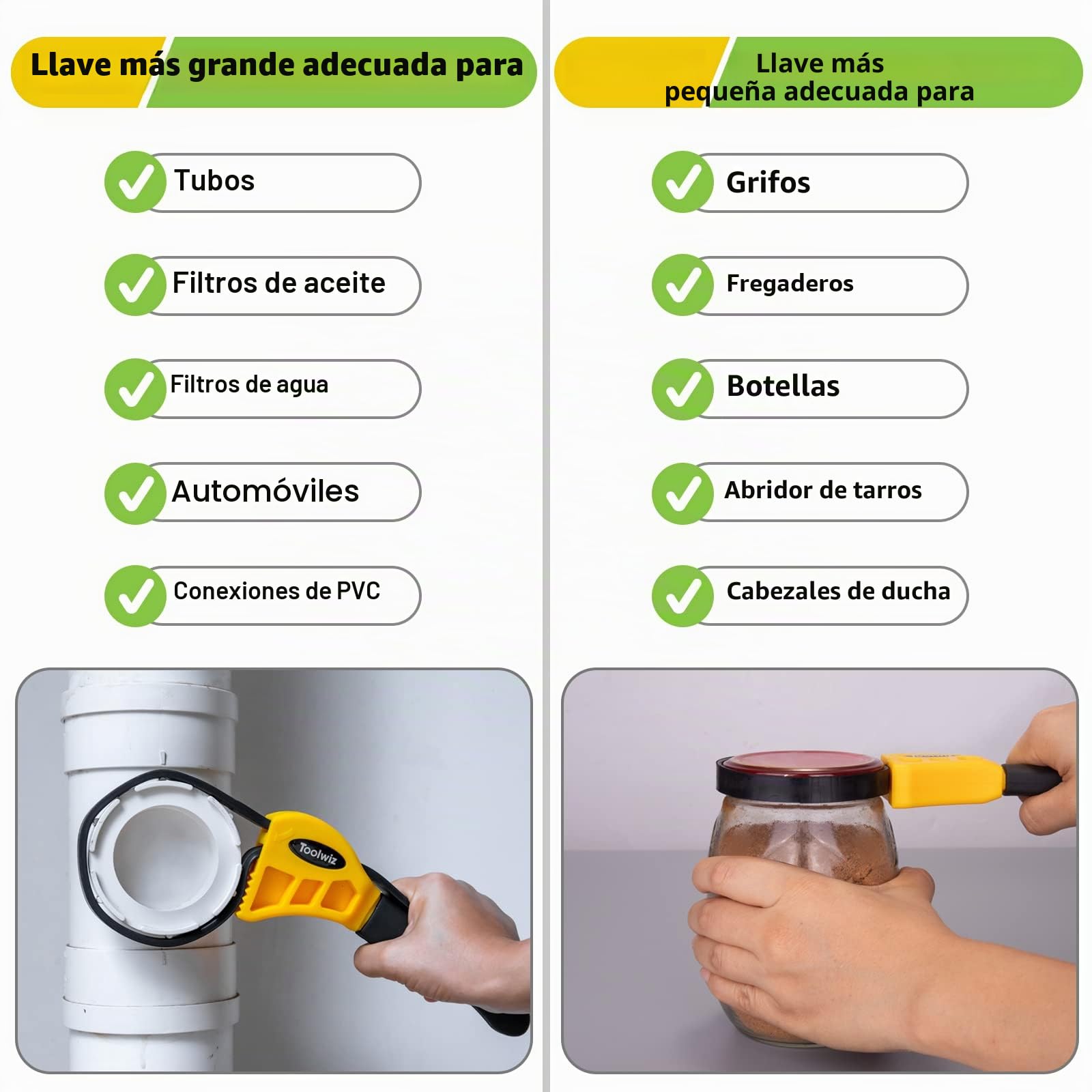 Toolwiz Llave de Correa 2 Piezas Universal Ajustable Llave de Correa de Goma Herramientas Llave de Filtro de Aceite Correa