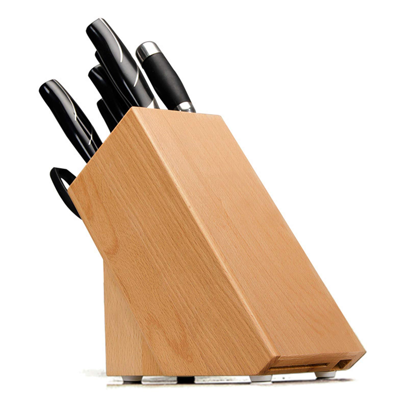 Portacoltelli In Bamb&ugrave; Con Supporto - Organizer Da Tavolo Per Coltelli Da Cucina