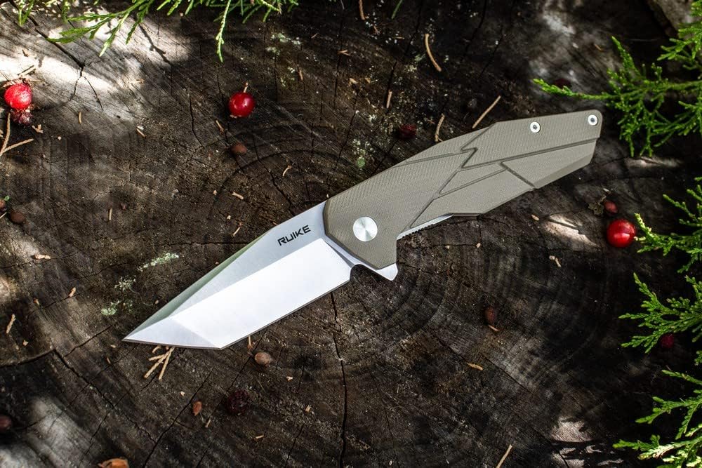 Ruike P138W Tactical Pocket Folding Knife 14C28N Stainless Steel Liner Lock Safety G10 Small Pocket Knife for men women Pock Clip EDC Hiking Outdoor Camping Tool