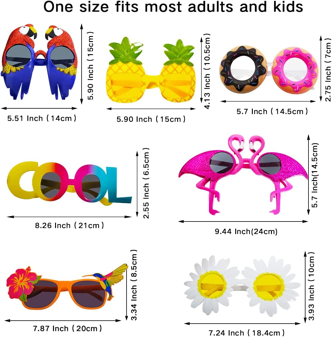 Poptrend 7 Pack Luau Party Glasses,Hawaiian Funny Glasses for Summer Party Supplies,Kids,Teens,Adults Beach Party Favors - Image 2