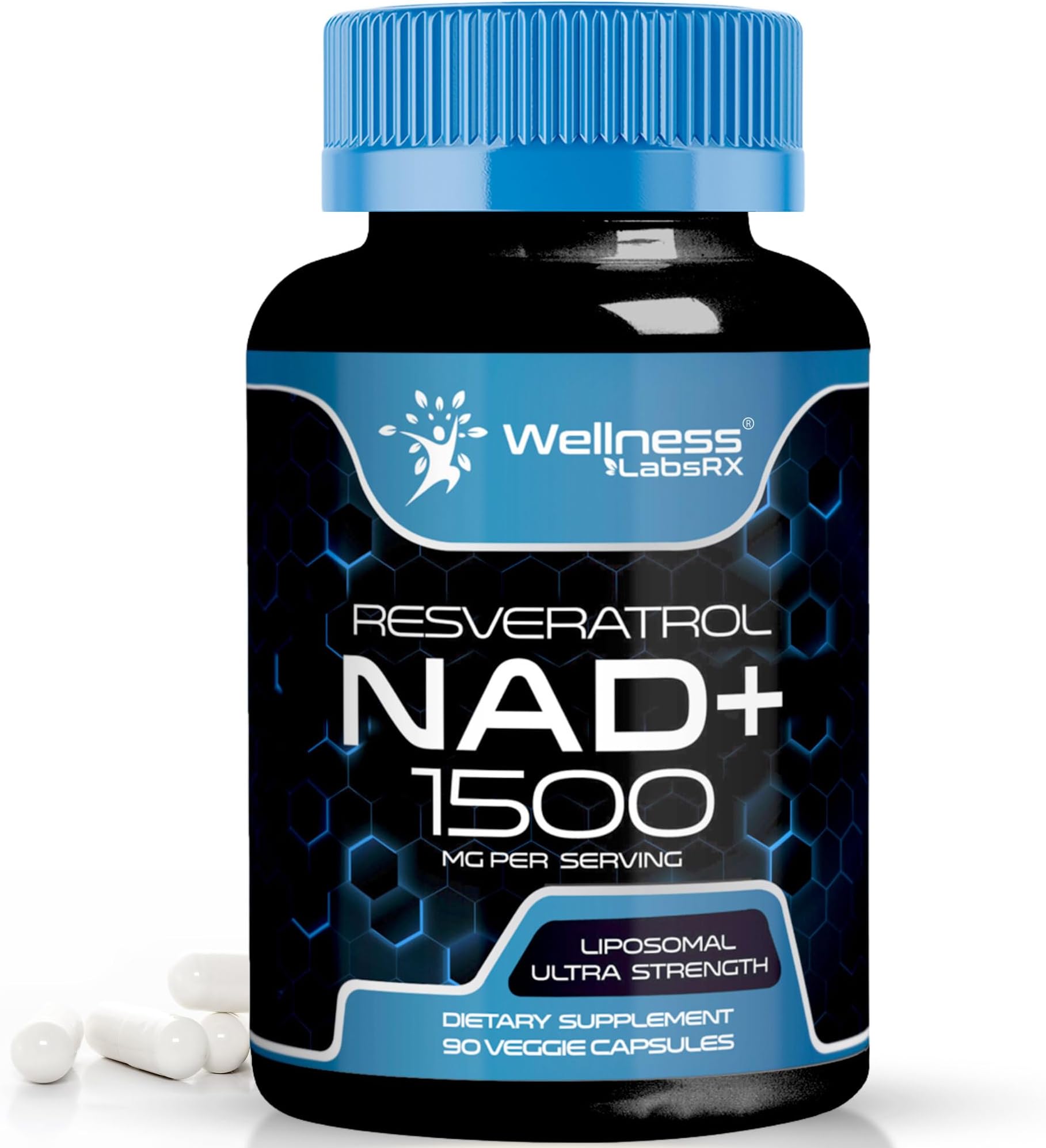NAD Supplement, 1500mg - Liposomal NAD+ Supplement with Resveratrol, NAD Plus Boosting - Support Cellular Health, Stamina & Healthy Aging - Ultra Strength Capsules, USA Made