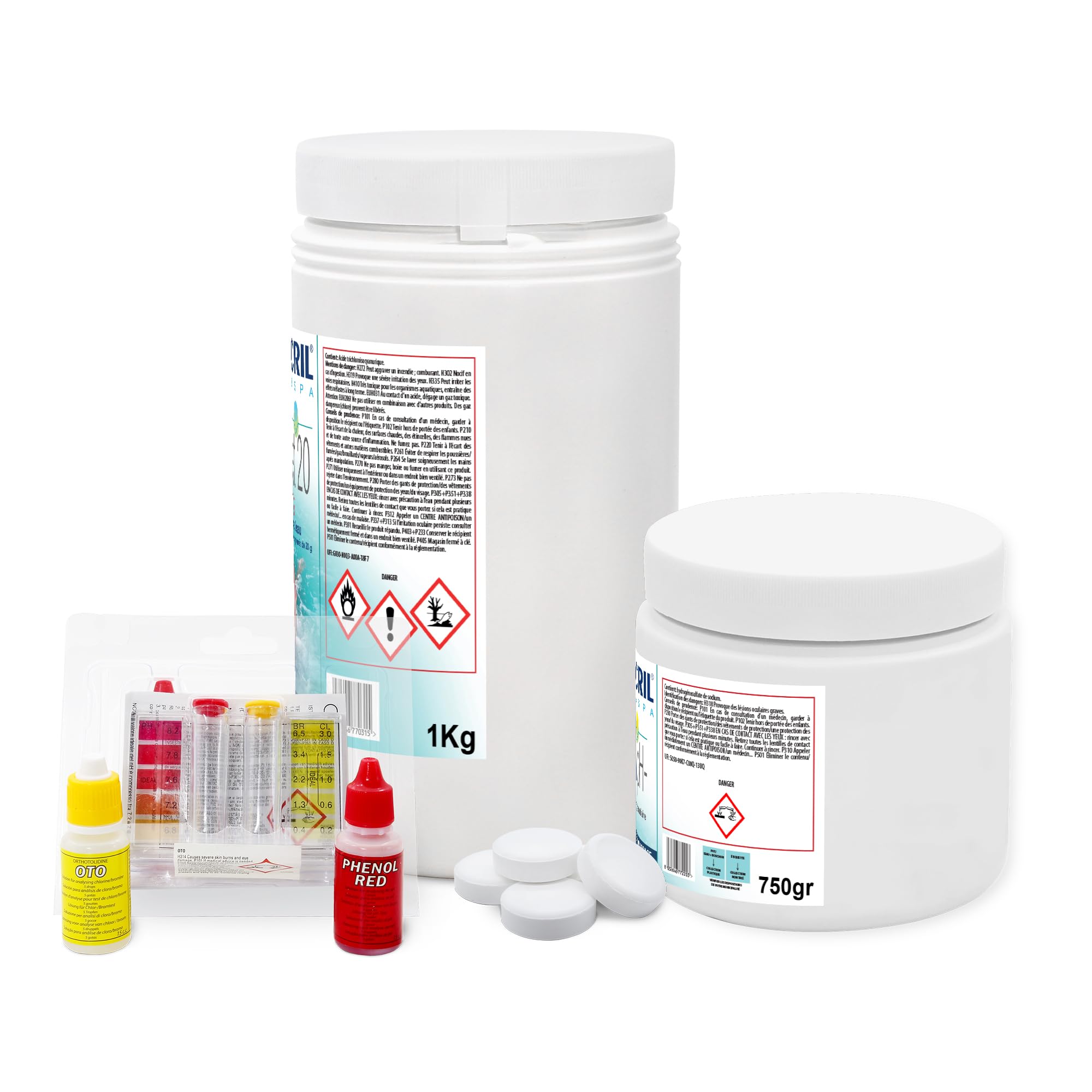 Metacril Starter Kit Chlor Multiaction-G, Trattamento Acqua per Spa - 2 Kg | Set a base di Cloro Multiazione, Ideale per Piscina e Spa Idromassaggio di Tutte le Marche