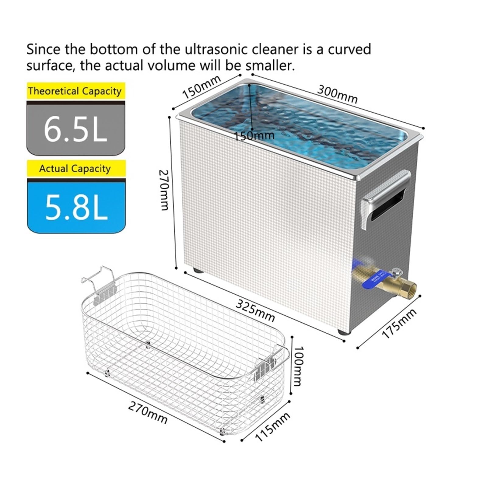 Pulitore Ad Ultrasuoni 6L 150W Multifrequenza Sweep Pulse Pulizia Macchina Strumenti Chirurgici Lavatrice Efficace Pulizia Professionale(6.5L 150W 40KHz)