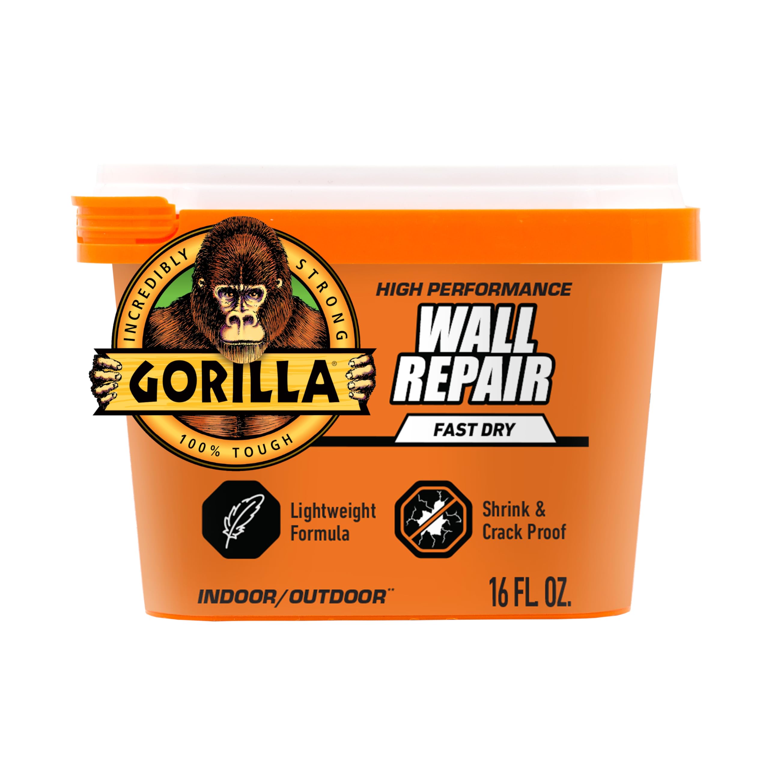 GORILLA Heavy Duty Wall Repair Spackling + Primer, 16 Ounce Tub
