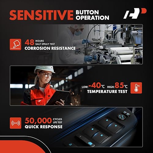 Miniatura 7 de A-Premium Left Driver Master - Interruptor de ventana eléctrico compatible con Mercedes-Benz W163 ML320 1998-2003 ML430 ML500 ML55 AMG, repuesto #