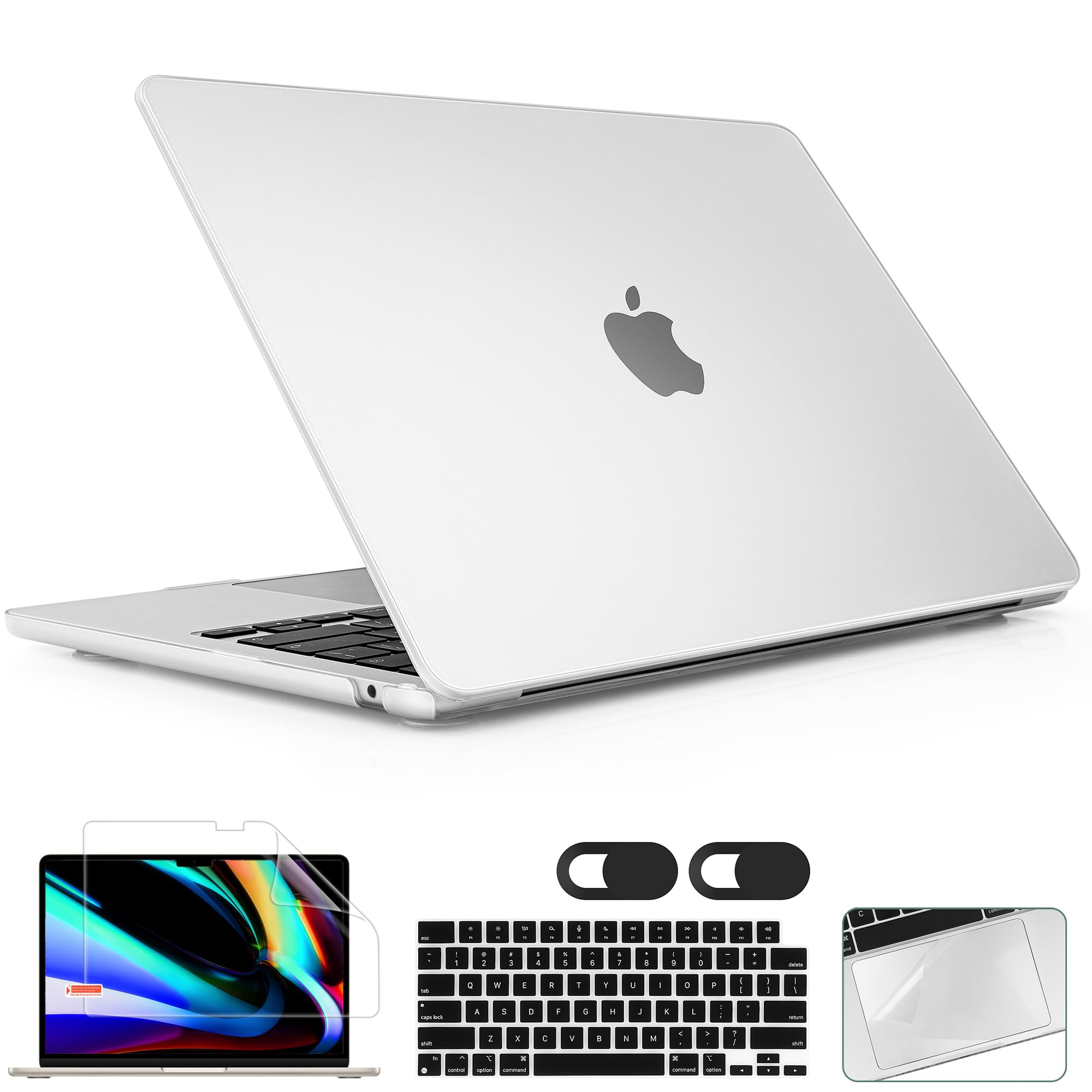 for MacBook Air 15 inch Case 2023 2024 Release M3 A3114 M2 A2941 with Liquid Retina Display & Touch ID, [Sturdy Shockproof] Hard Shell with Screen Protector & Webcam Cover, White