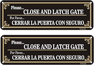 Amazon.com: Yuzkouge Please Close And Latch Gate Sign Bilingual English ...