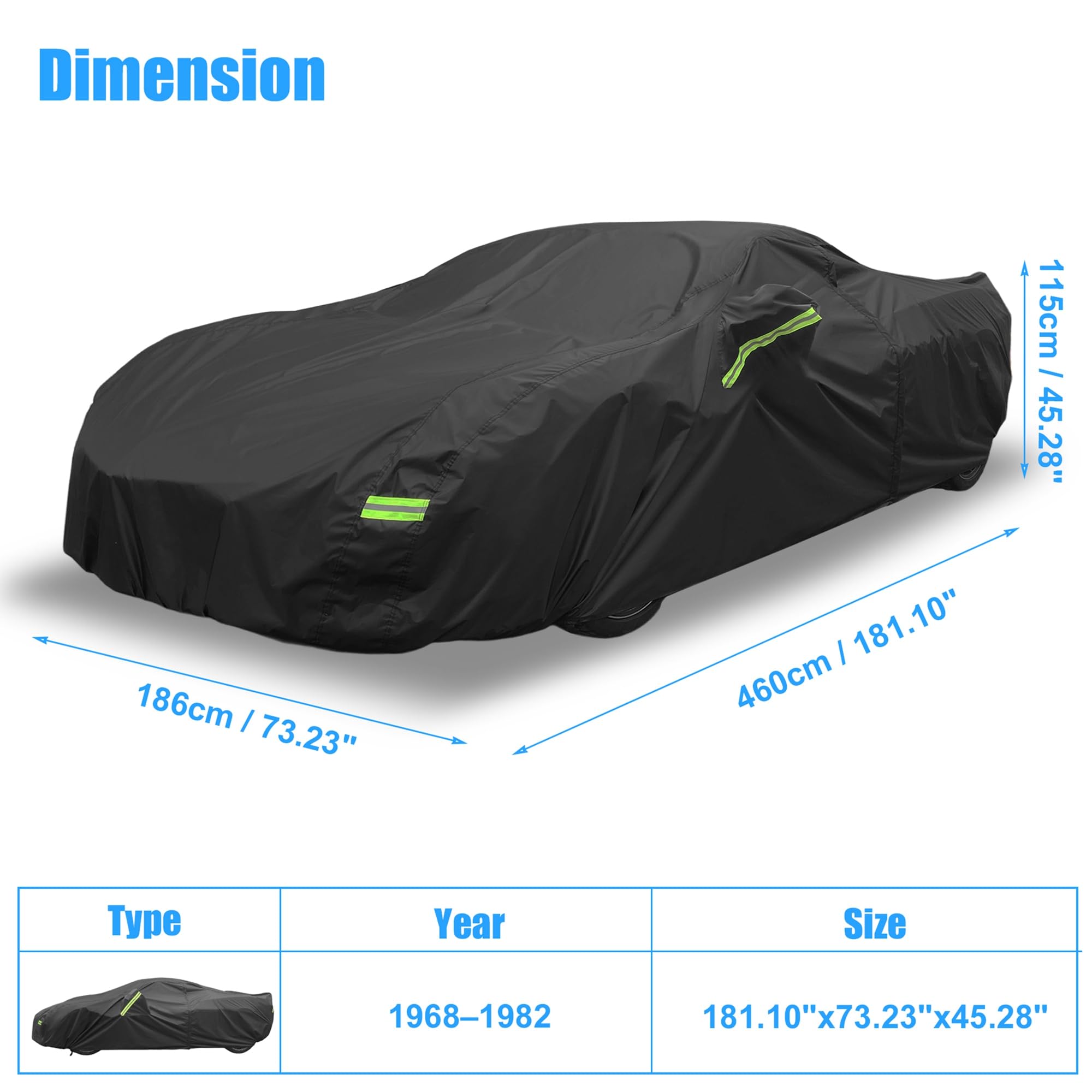 X AUTOHAUX Waterproof Car Cover for Chevrolet Corvette C4 C5 C6 C7 1984-2019 210D Outdoor Full Car Cover — view 7