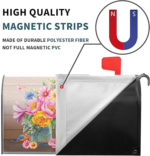 Miniatura 29 de Winter Cardinal Birds - Funda magnética para buzón, tamaño estándar de 25.5 x 21 pulgadas, diseño de pájaros rojos navideños para buzón