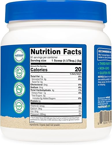Miniatura 5 de Nutricost Polvo de raíz de remolacha orgánica de 1 libra, vegano, superalimento, certificado orgánico USDA