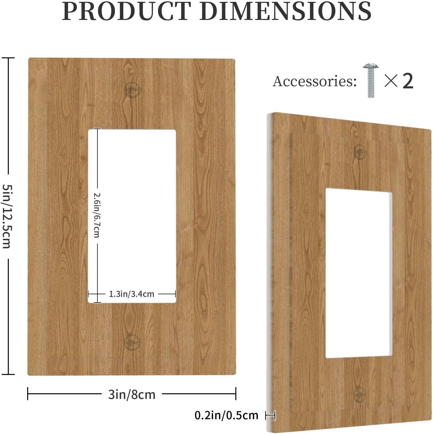 Decorative Outlet Covers Light Oak Wood Grain 1 Gang Single Rocker Light Switch Cover Plate GFCI Wall Plates Electrical Switch Plate Cover for Farmhouse Cabin Decor（Plastic）