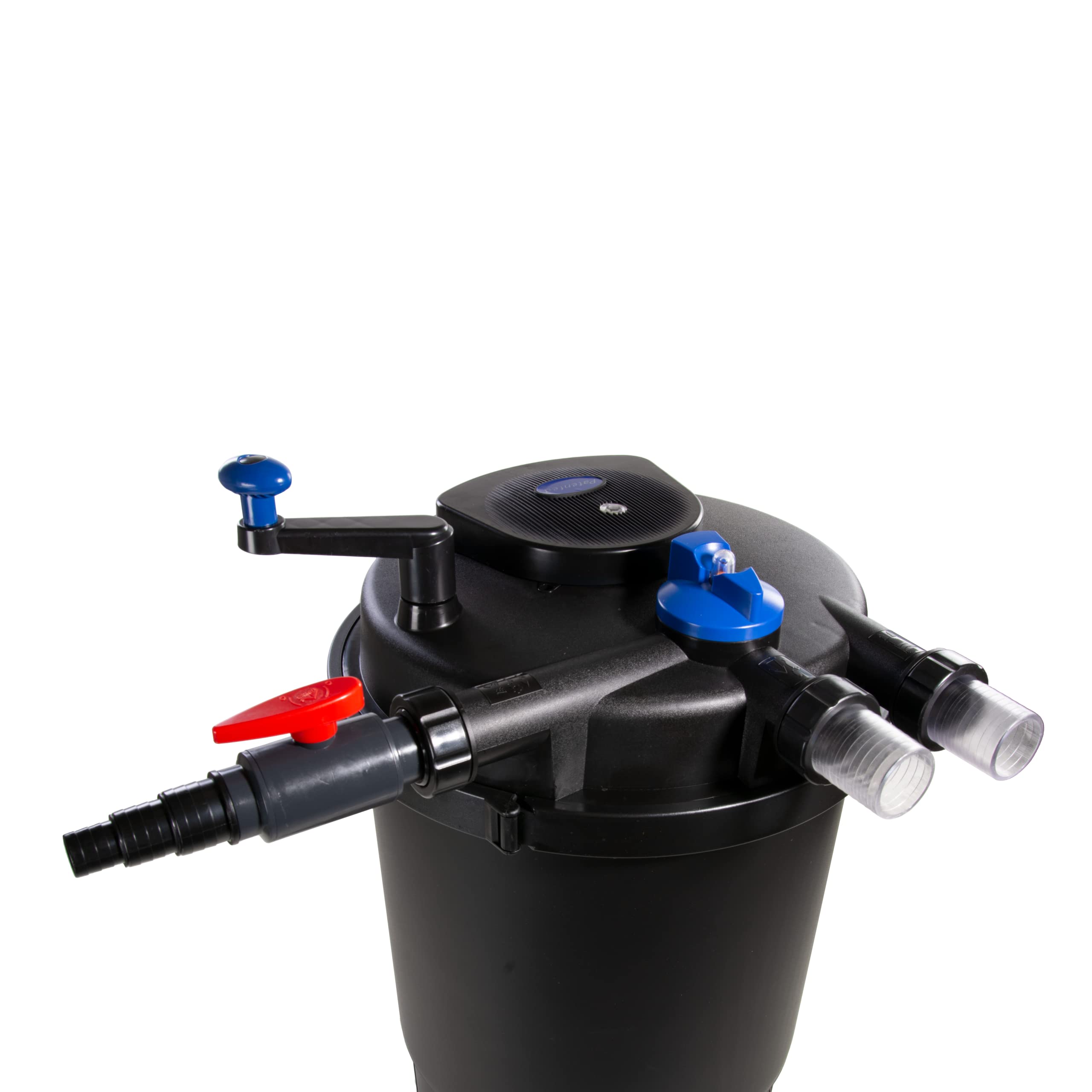 AquaForte GPF-30000 (55 W) filtr ciśnieniowy, moc 55 W, napięcie 230 V, częstotliwość 50 Hz, wlot/wylot 32/38 mm, zalecana ilość przepływu 12 000 l/h, odpowiedni do stawów ozdobnych do 60 000 litrów