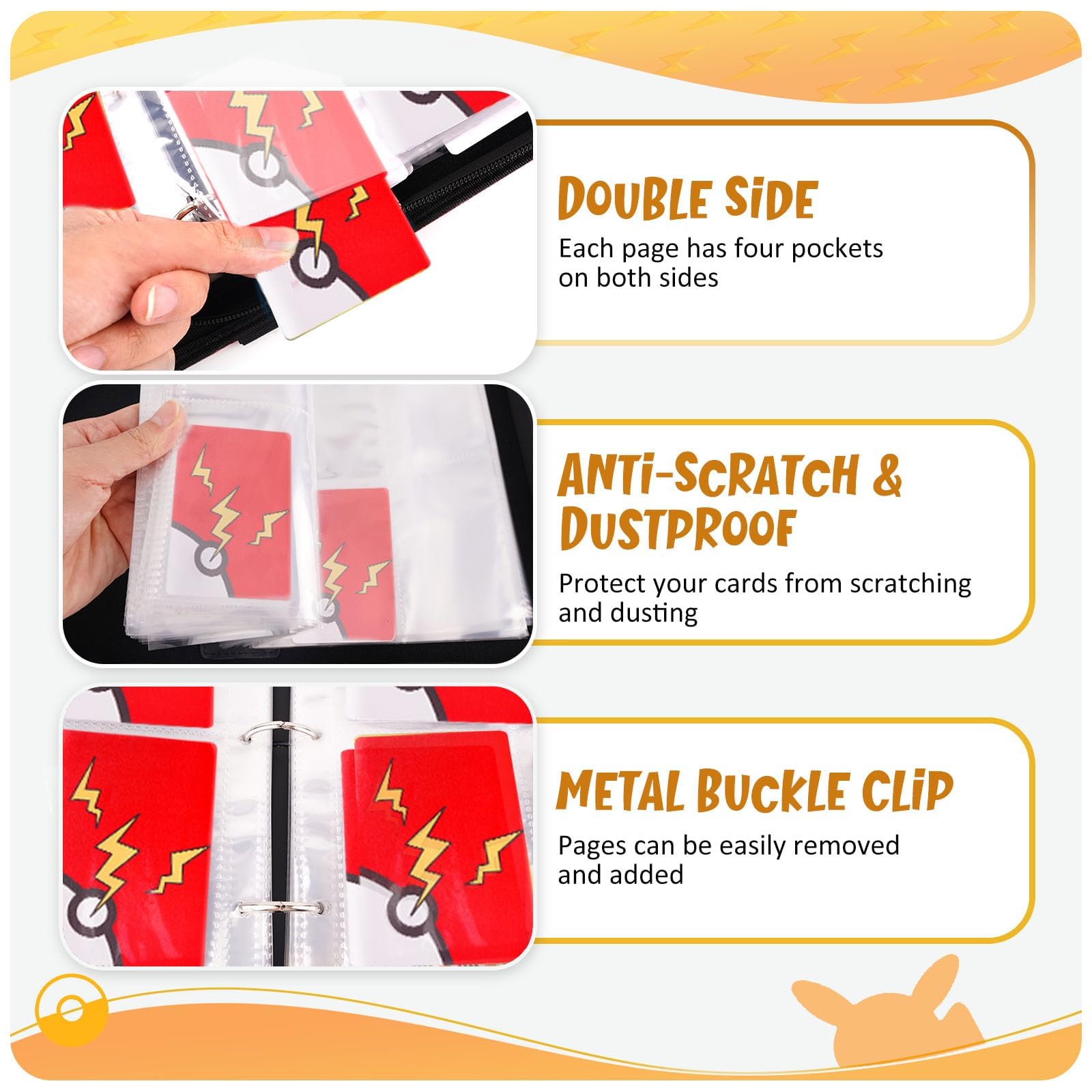 Raccoglitore Carte Pokemon 9 Tasche, Album Carte Con Cerniera, PU - Foto 6