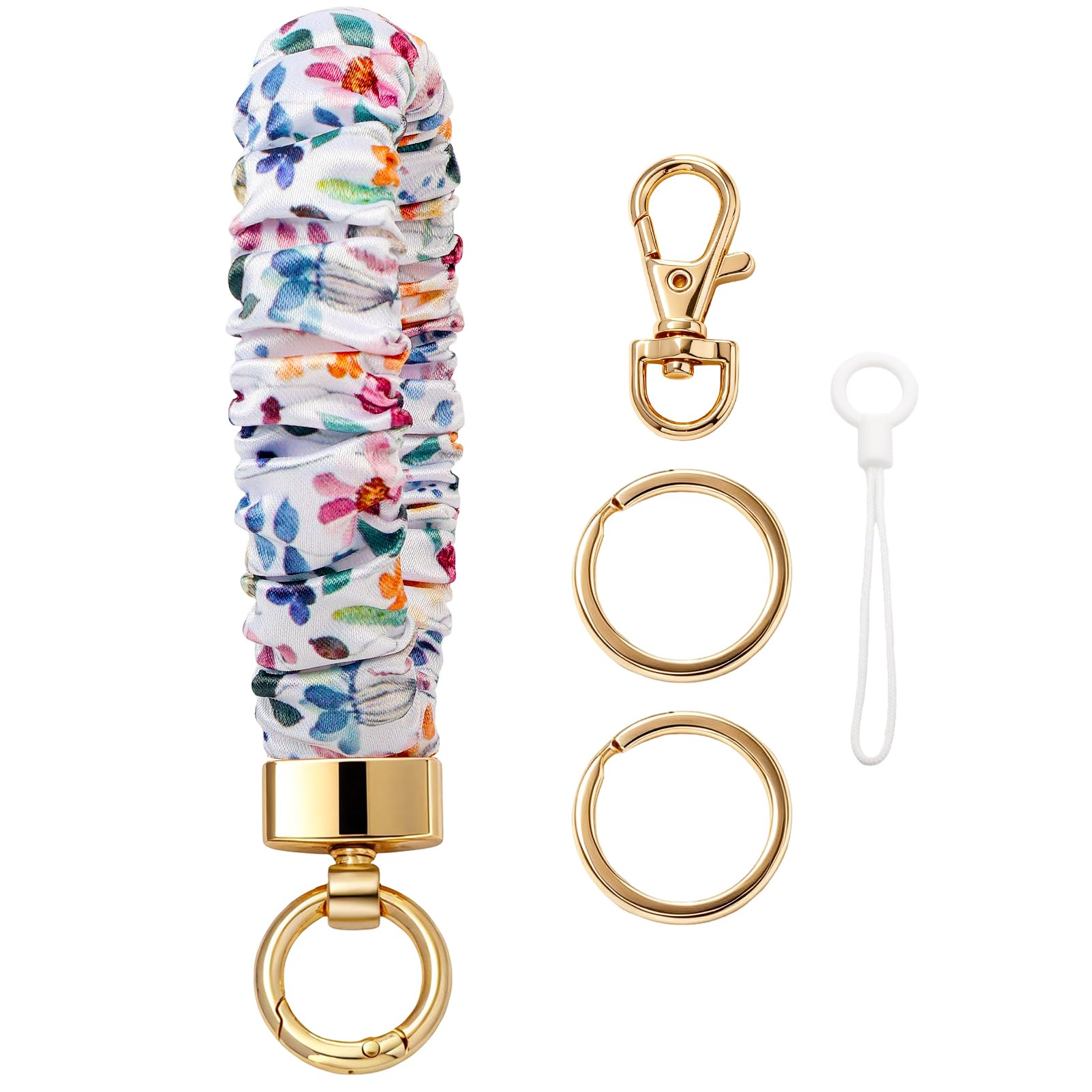 Snylcce Floral Stretchy Wristlet Keychain,Scrunchie Key Ring Bracelet for Car Keys,Cute Elastic Wrist Key Chain Pattern 3
