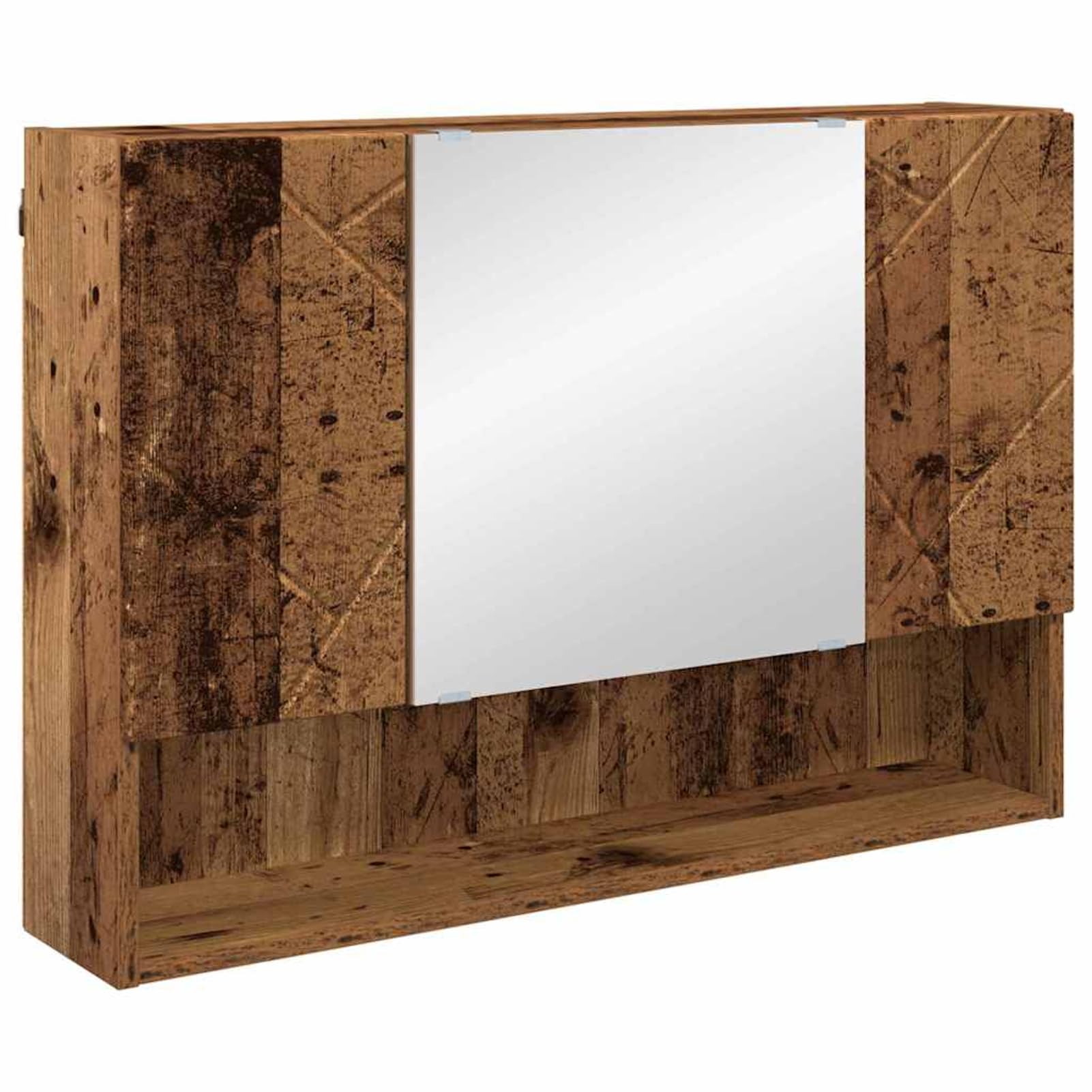 Gecheer Spiegelschrank mit Tür Altholz 80 x 17 x 55 cm Holzwerkstoff, Deko Spiegel Bathroom Mirror für Badezimmer Make-up Rasur Wohnung Hotel883362