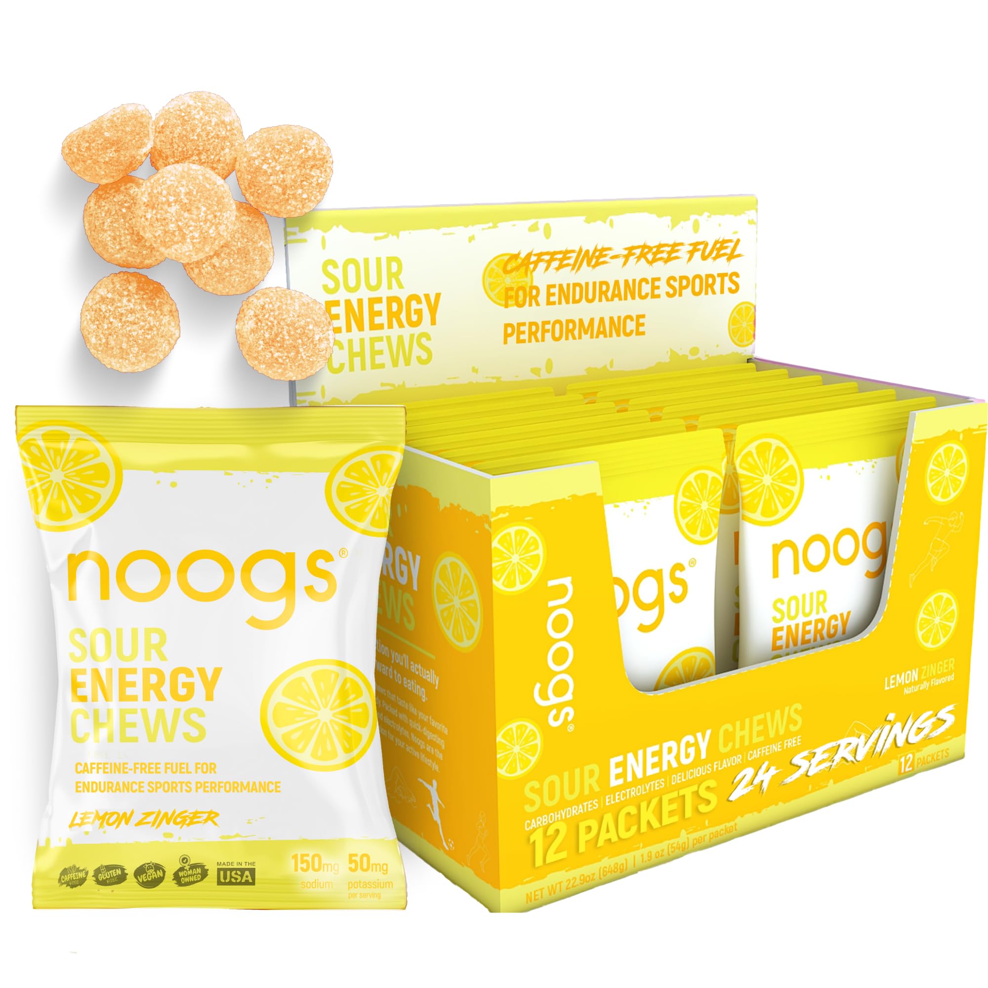 Amazon.com : Noogs Sour Energy Chews, Lemon Zinger Electrolyte