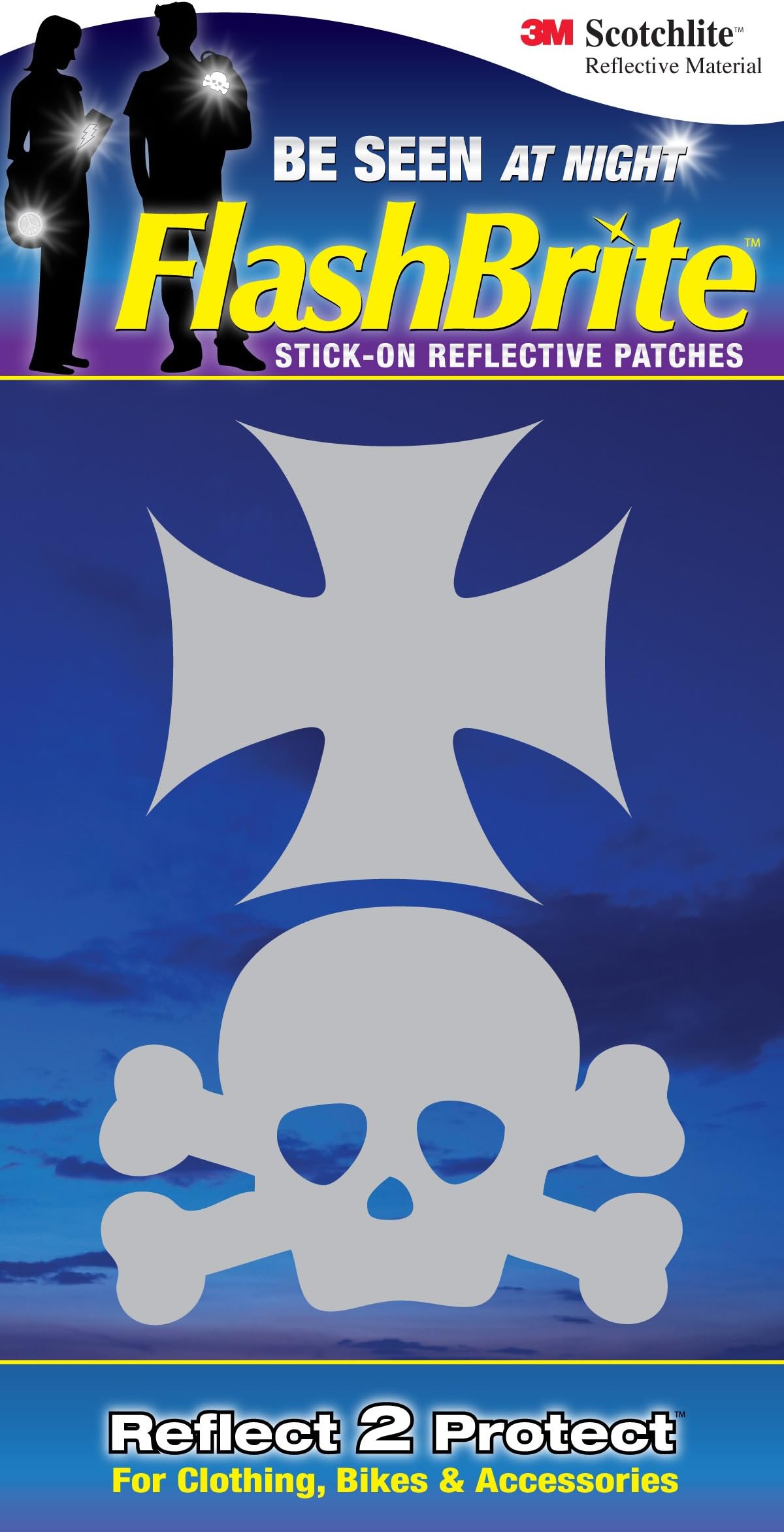 FlashBrite Reflective Patches, Skull/Cross