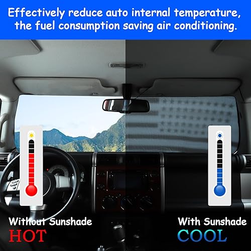 Miniatura 2 de Parasol para parabrisas compatible con Toyota FJ Cruiser 2007-2021, parasol plegable para ventana delantera, visera de protección solar automática