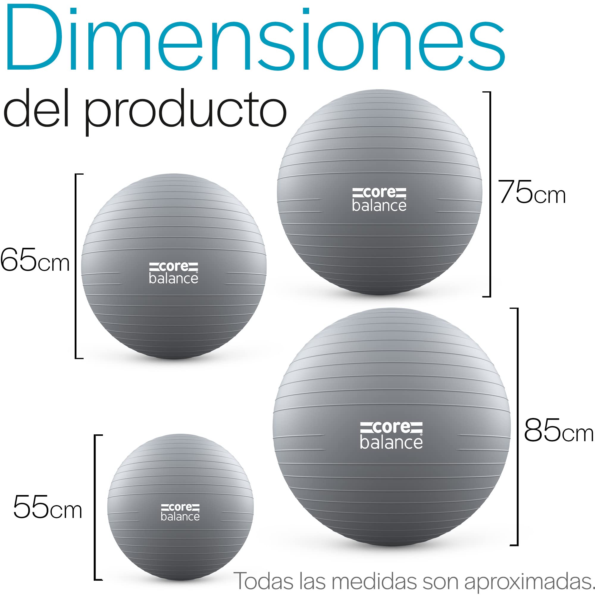 Pelota de Pilates Fitball 55cm 65cm 75cm 85cm con Hinchador