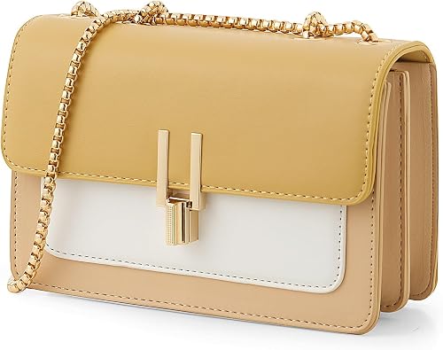 Color-Block Crossbody Bags for Women Leather Cross Body Purses Cute Designer Handbags Shoulder Bag Medium Size