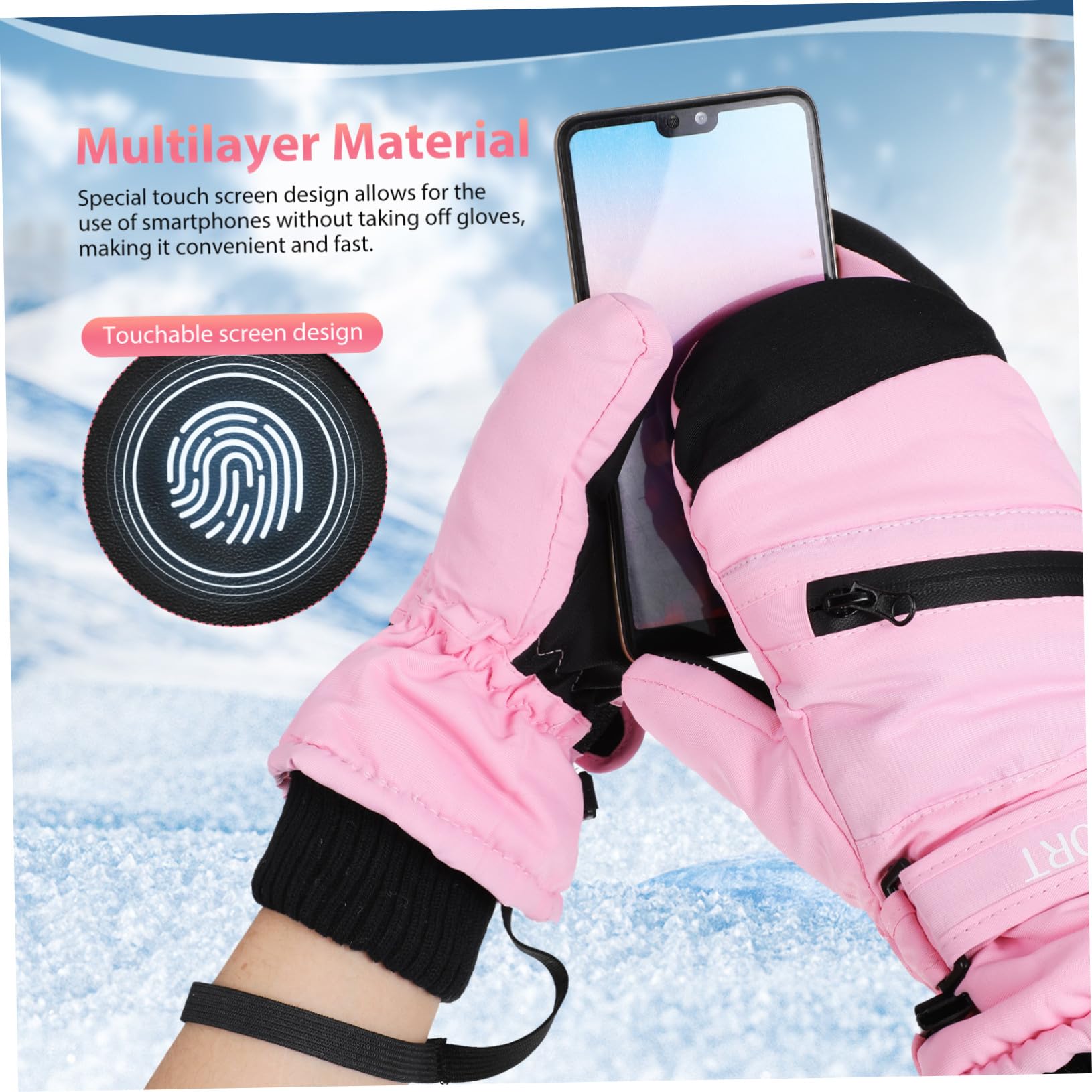 BESPORTBLE Guantes de Esquí Impermeables y Cálidos para Invierno Resistentes al Viento con Pantalla Táctil para Hombre Mujer y Jóvenes Talla Guantes Térmicos Multifunción para Actividades