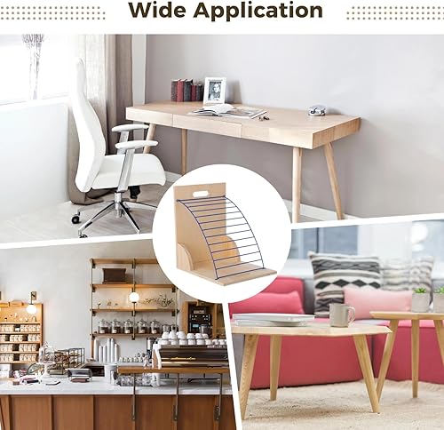 Miniatura 4 de Organizador de portapapeles de oficina y aula, estante de almacenamiento de madera y metal resistente con 12 ranuras, fácil montaje