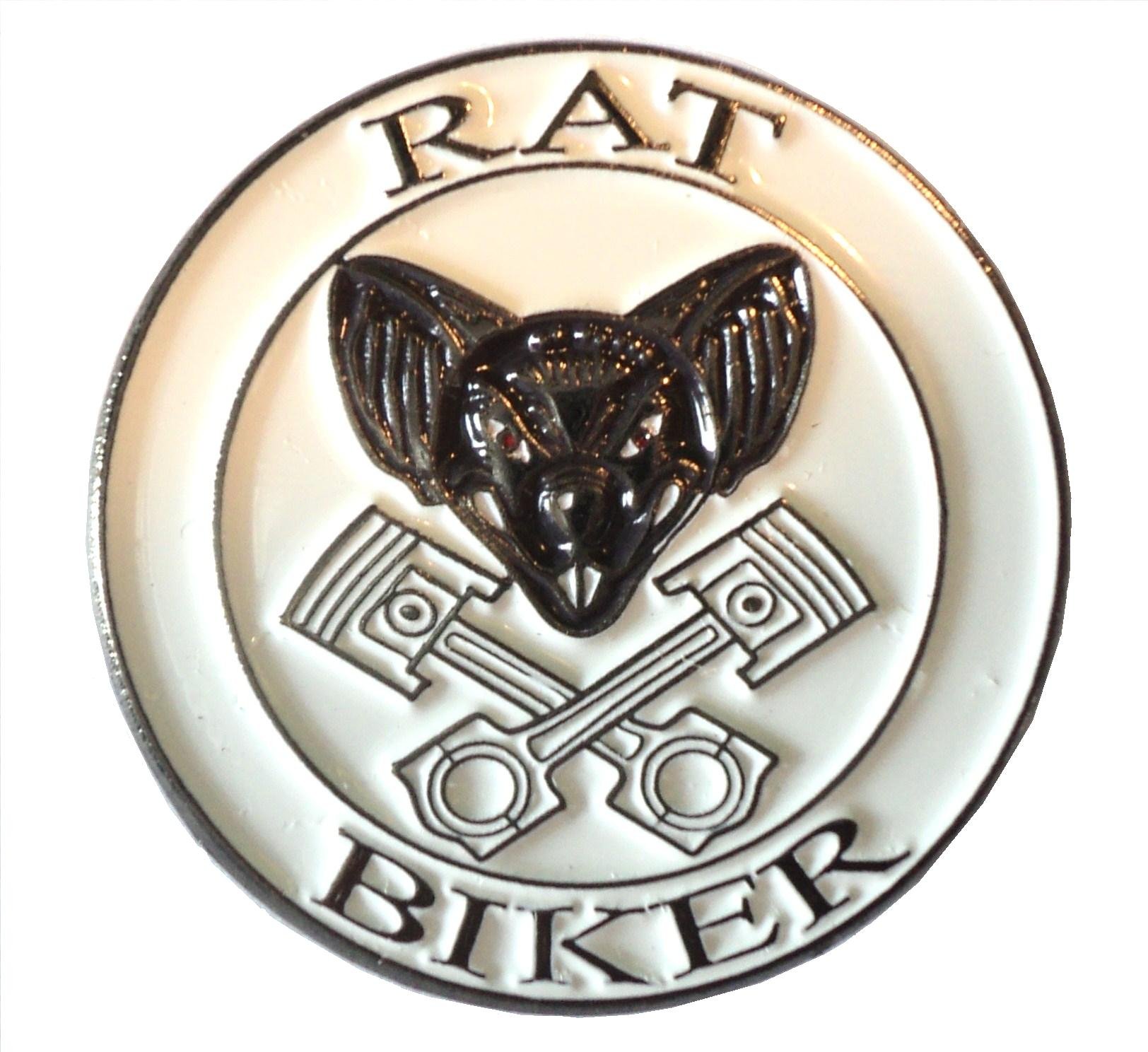 Rat Biker Rat Look Rider Custom Motorbike Metal Rocker Badge