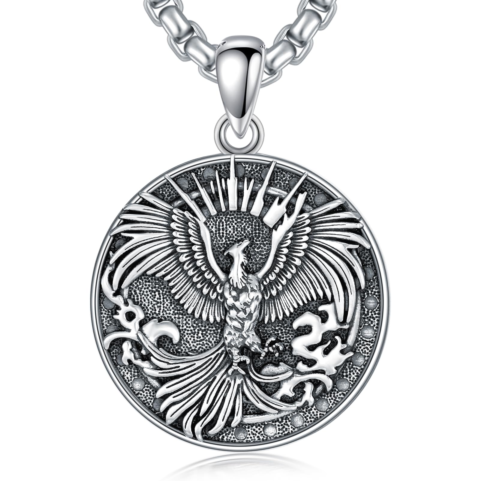 Cadena de Fénix de plata 925, colgante de orden fénix, accesorios para hombres y mujeres, talla única, Plata de ley, No es una piedra preciosa