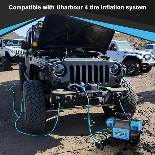 Miniatura 6 de Compresor de aire todoterreno de 12 V con medidor de presión digital, compresor de aire todoterreno de 12 voltios resistente viene con bolsa de