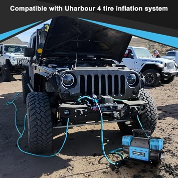 Uharbour 12V Offroad Air Compressor 10.6 CFM with Pressure Gauge, 12 Volt Offroad Air Compressor Dual Cylinder Heavy Duty for 4x4 Truck Car SUV with Carrying Bag