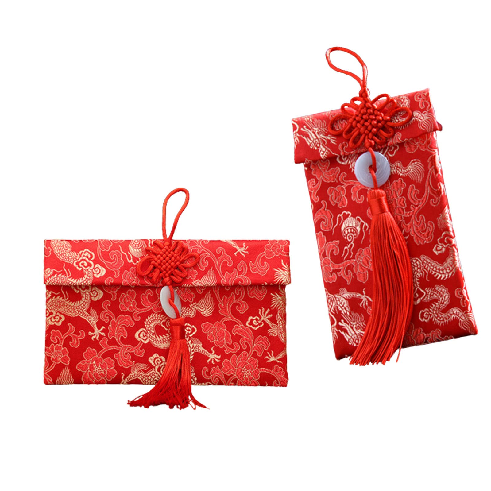 2 Pcs Chinese Silk Red Envelopes Can Hold 100 Sheets New Year Red Money Pockets Reusable Lucky Money Envelopes for New Year Spring Festival Birthday
